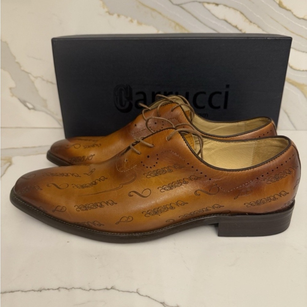 CARRUCCI Men's Cognac KS709-01 Dress Leather Lace up Oxfords Shoes Sz 13 D